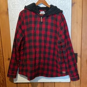 L.L. Bean Sherpa Lined Flannel Hooded Jacket